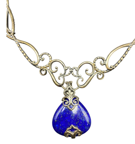 Carolym Pollack Lapis Lazuli Pendant Necklace Blue 925 Sterling Silver Filigree - Picture 6 of 20