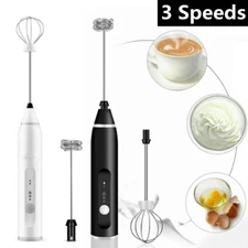 Milk Frother Handheld Double Whisk Foam Coffee Maker USB Rechargeable Electric 