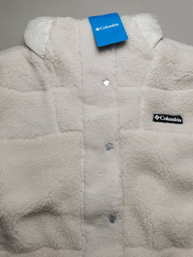 COLUMBIA Womems Size XL Lodge Baffled Sherpa Jacket (NEW) Beige Full Zip Pockets - Picture 2 of 18