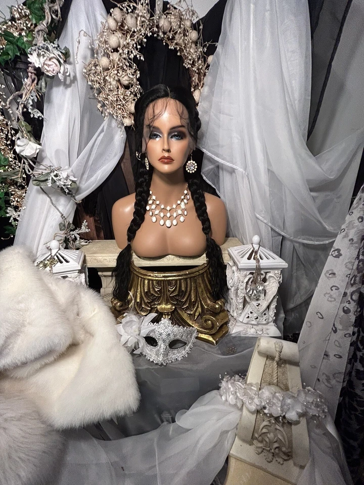 УНИВЕРСАЛЬНЫЙ 32 «ЧЕРНЫЙ, (1B) ЧЕЛОВЕЧЕСКИХ ВОЛОС СМЕСЬ, 360 КРУЖЕВА, ПЛЕТЕНЫЙ ПАРИК - Изображение 4 из 4