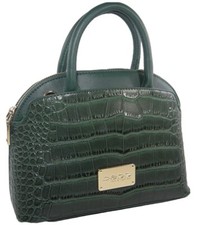 BEBE Logo Purse Satchel Shoulder Hand Bag Crossbody Croco Dome Hunter Green NWT