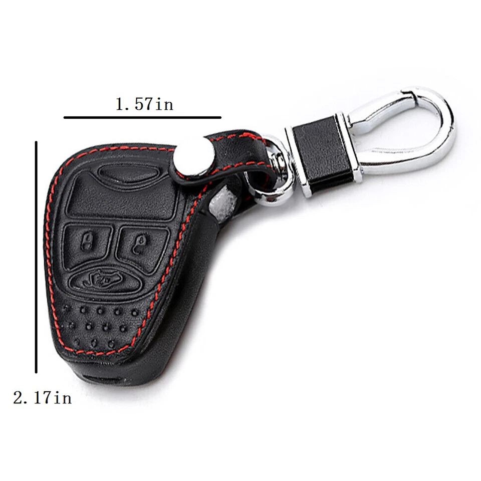 Para Jeep Wrangler 3 Botones Negro Cuero PU Control Remoto Llavero Bolsa Soporte Estuche Cubierta Foto 3 de 4