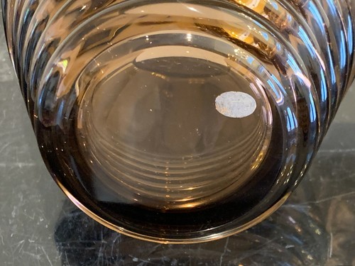 Moser Czech Bohemian Art Deco Faceted Smoky Glass Vase - Picture 7 of 7