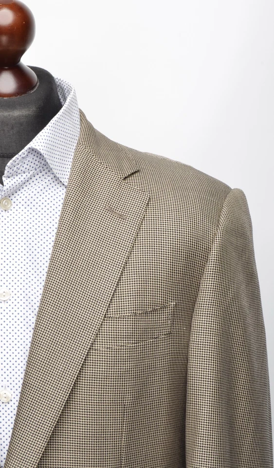 CORNELIANI Gold/Black Houndstooth Wool/Silk EU 48R UK,US 38R 6 Blazer Jacket - Image 3 of 4