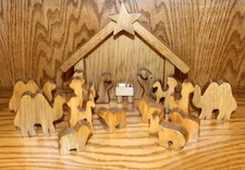 Amish Crafted Wooden Nativity Manger Scene Set, 14 Pieces, Decorative and Fun!