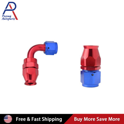 6/8/10AN Swivel PTFE Hose End Fitting Straight 90 Degree For PTFE Oil Fuel Line