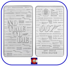 2020 Great Britain James Bond 007 No Time to Die 10 oz 0.9999 Silver Bar in cap 40.57 per troy oz