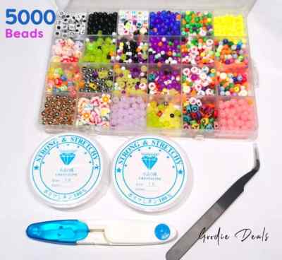 5000 Stck. Perlen für Schmuckherstellung Kit Armband Halslos Perlen Kit mit Werkzeug