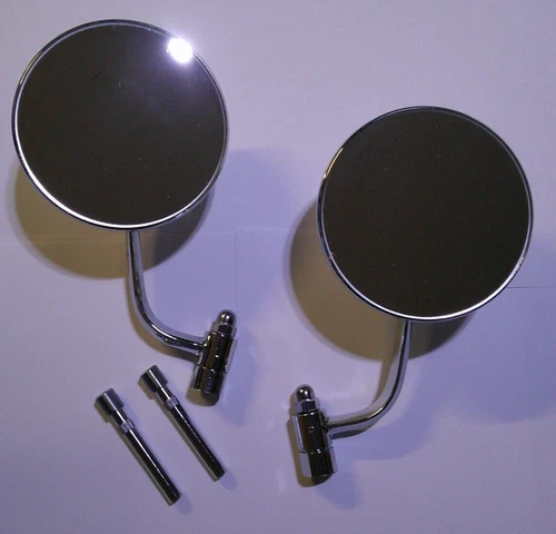 CHROME OUTER DOOR MIRRORS SET OF 2 W/ PINS VOLKSWAGEN T1 BUG BEETLE 1949-1967