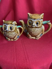 Vintage Cream and Sugar Set - Owl Themed - 1950's Japan