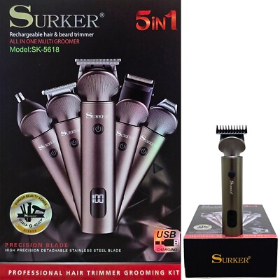 Surker All in 1 Haar Bart Trimmer Pflegeset Wiederaufladbar USB Präzisionsklinge