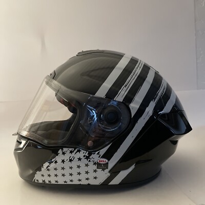 chalkboard motorcycle helmet Bell Race Star DLX Flex Cousteau Gloss Carbon/Chalk White Lrg Motorcycle  Helmet
