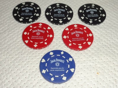 Download JACK DANIELS--6 POKER CHIPS--3 BLACK-2 RED-1 BLUE--NEW--L ...
