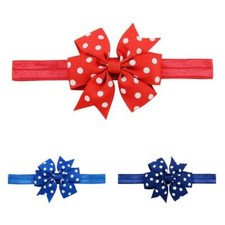 Patriotic Summer Polka Dot Bow Headband Red Royal Blue Navy