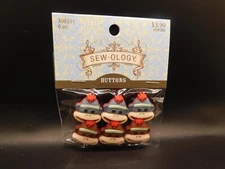 Sew ology Sock Monkey shank back buttons 6pcs