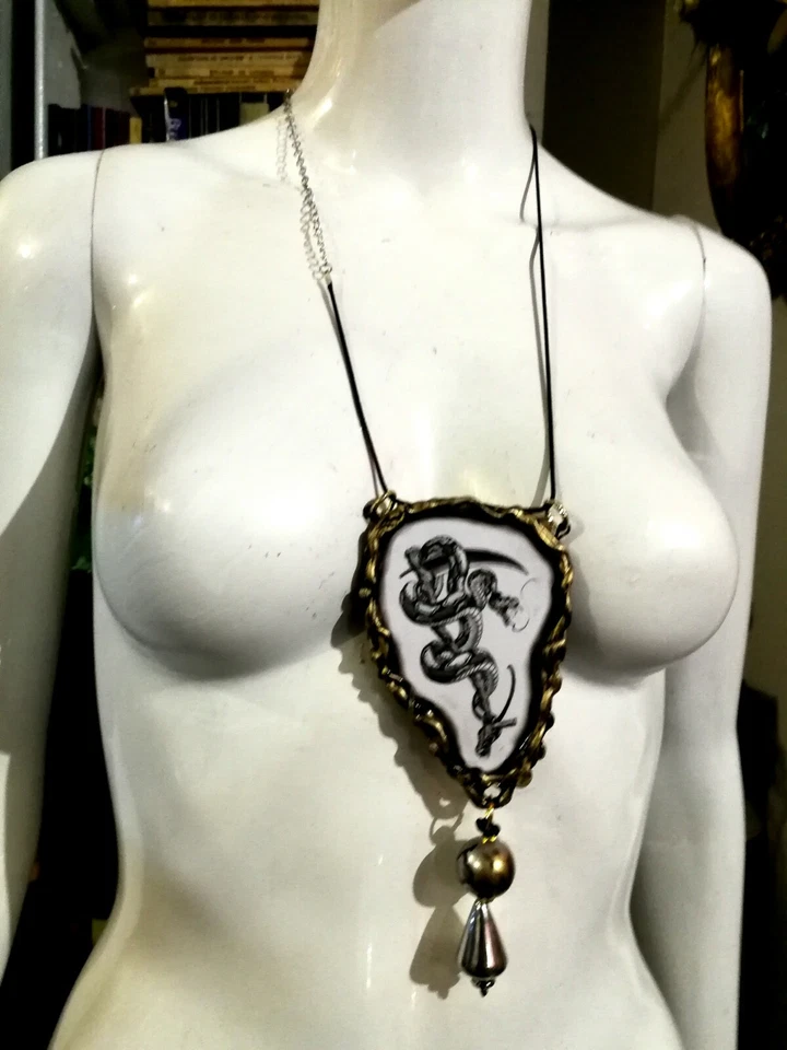 Joyería pagana collar serpiente mujer hombre colgante bruja gótica wicca encanto lariat Foto 3 de 4