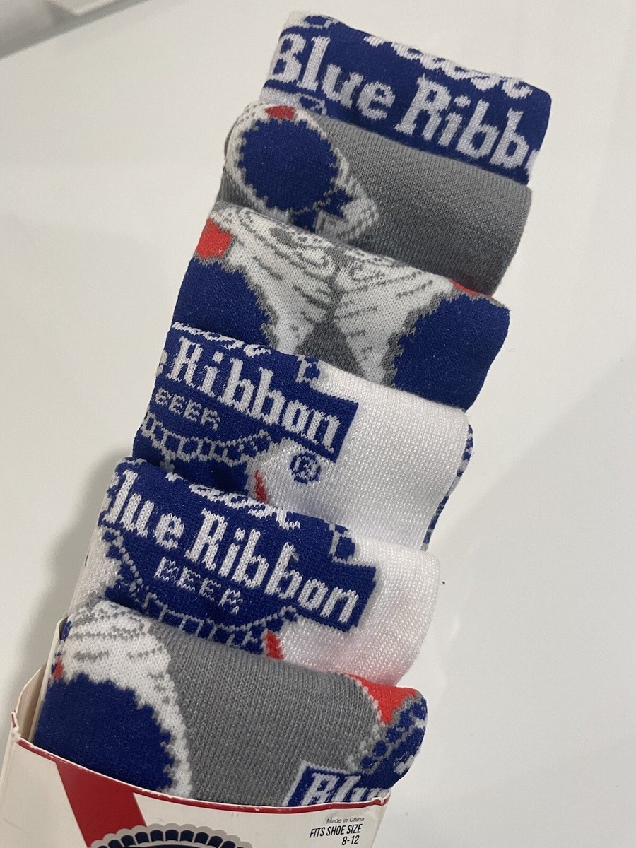 Pabst Blue Ribbon Beer Socks 6 Pair Men's Casual Crew Size 8 Pabst Blue Ribbon Beer Socks 6 Pair Men's Casual Crew Size 8