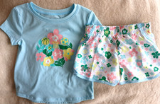 UNDER ARMOUR BLUE WHITE PINK SPORTS/FLORAL SHORTS OUTFIT-12 MONTHS-NEW WITH TAGS