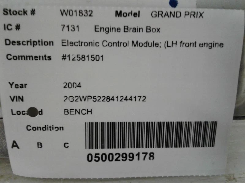  Módulo PCM Motor Computadora ECU ECM 2004 04 PONTIAC GRAND PRIX 12581501   Foto 3 de 4