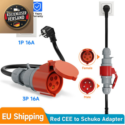 AFEEV EV-Ladegerät CEE auf Schuko-Adapter 5-polig 16A