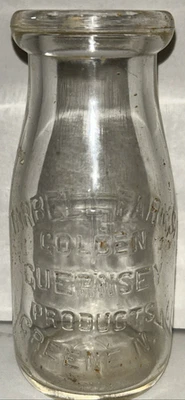 Vintage Tarbell Farms Golden Guernsey Greene N Y Half Pint Milk Cream Bottle - Image 1 of 4