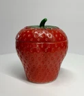 Vintage Hazel Atlas Strawberry Jam Jelly Jar Container, Painted Milk Glass