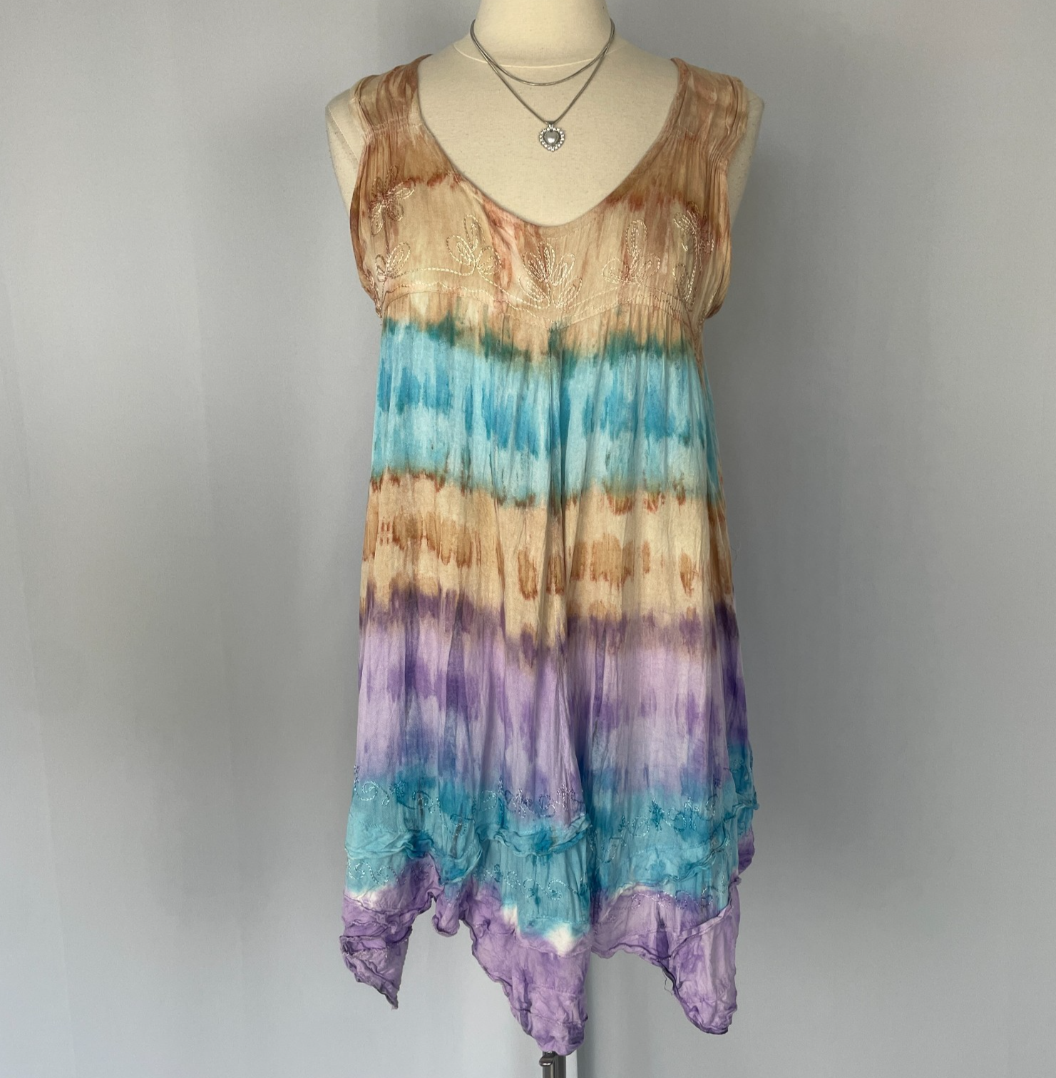 Boho Mini Dress One Size Trapeze Swing Tie Dye Festival Fairy Grunge Lagenlook