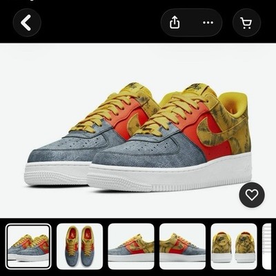 Nike Air Force 1 LV8 Tie Dye Dark Sulfur Canvas Low Top Gray Yellow Sneaker
