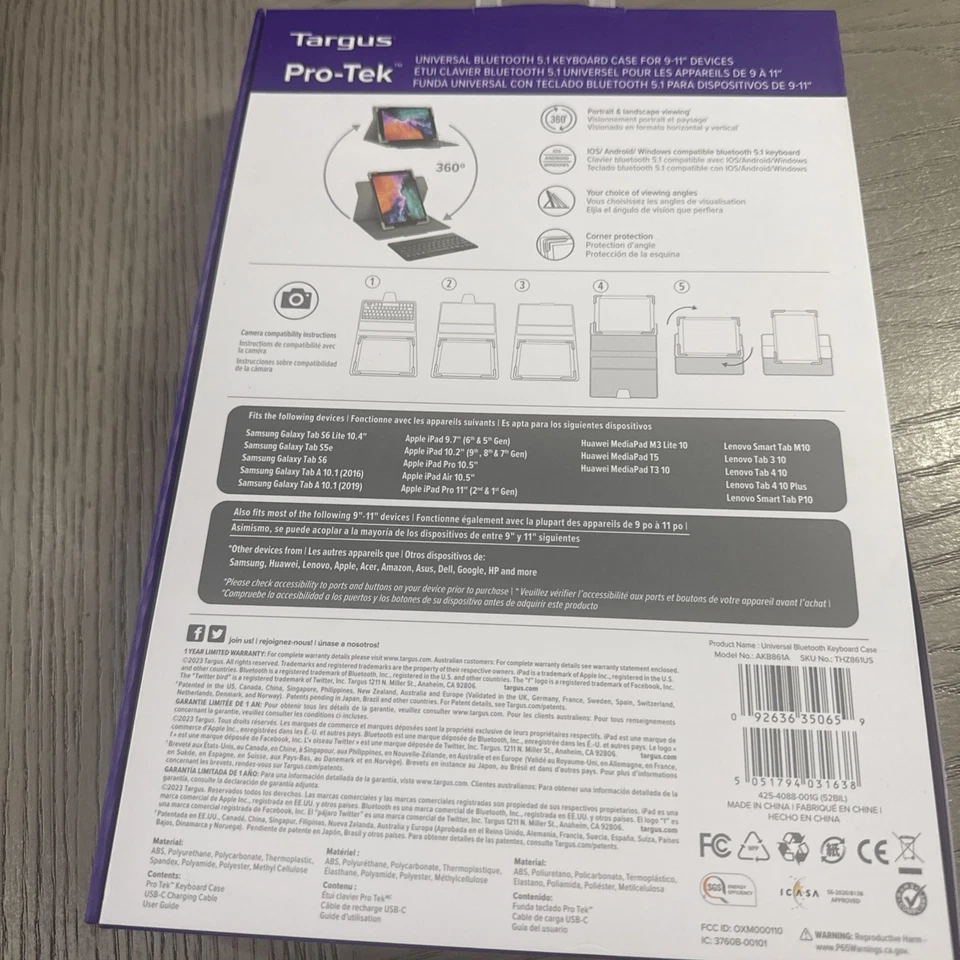 Targus THZ861US Pro-Tek Universal 9-11 Rotating Keyboard Case for 9" to 10.5" Ta - Image 2 of 4