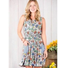 Matilda Jane Sleeveless Pastel Trendsetter Tank Dress Women Small Floral Blue