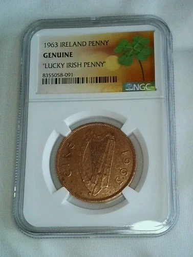 1963 Ireland Penny – NGC Genuine – Lucky Irish Penny