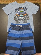 Boys Sz 3-4 Shorts And Monster Truck Short Outfit