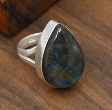 Labradorite Gemstone Handmade 925 Sterling Silver Jewelry Ring Gift For Her