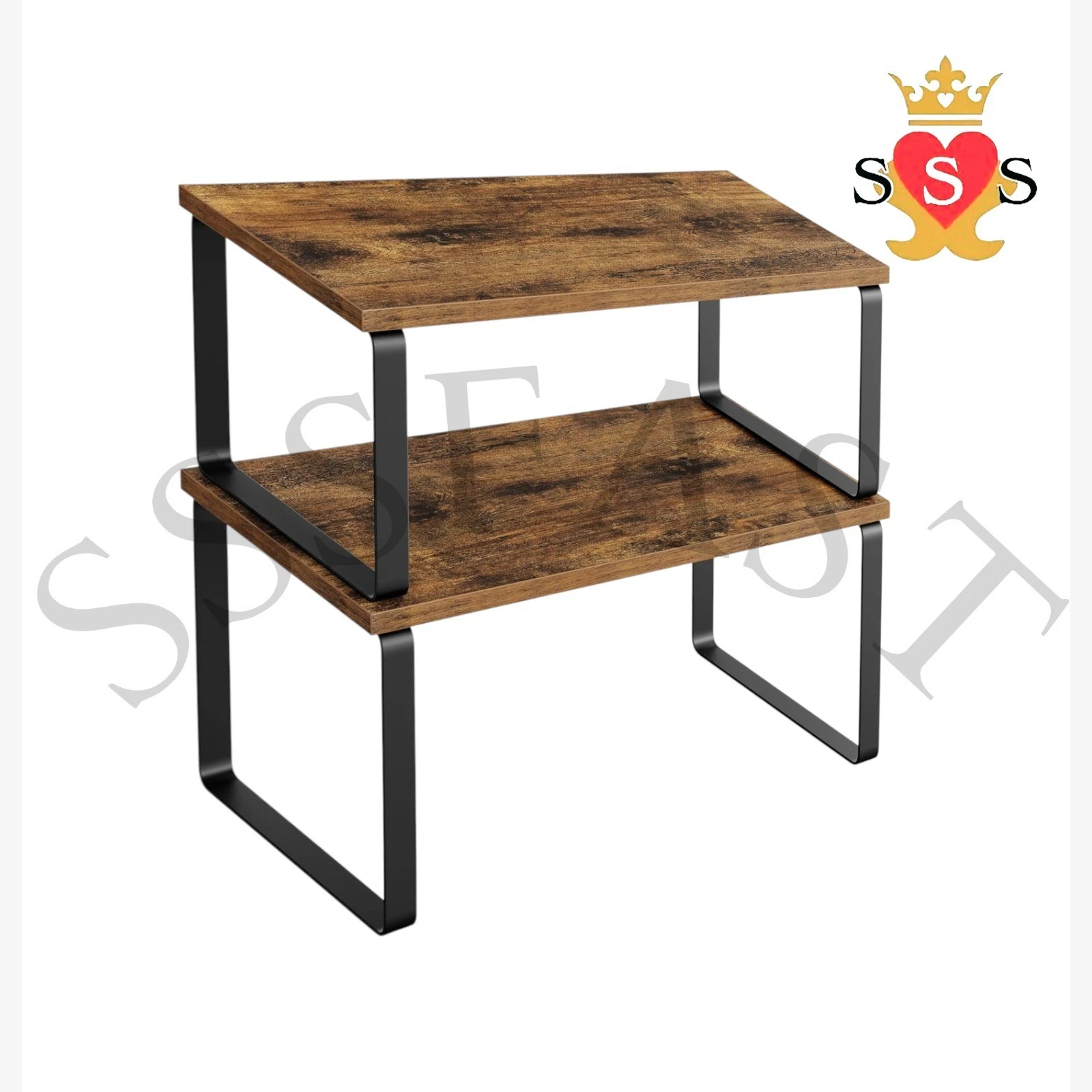Spice Rack, Set of 2 Cupboard Shelf Organiser, Expandable Kitchen ,Brown,EACH
