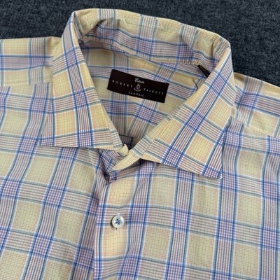 Robert Talbott Estate Men's Classic Long Sleeve Button Down Plaid  XL  17.5 EUC