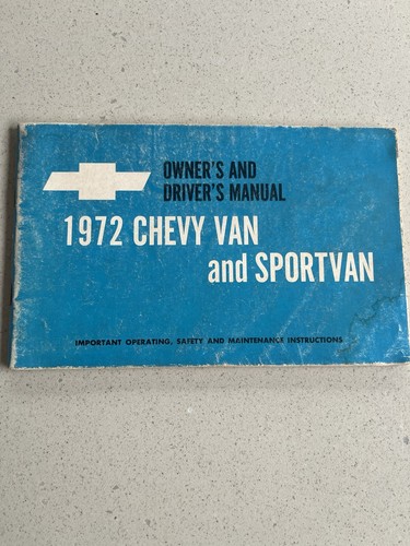 1972 Chevy GMC Chevrolet Van Sport Van Owners And Drivers Manual Used