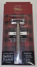 NEW Men's Own Xtra Long Double Sided Safety Razor w/ 10 Stainless Swedish Blades