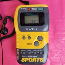 Vintage SONY Walkman Sports FM/AM Radio Yellow SRF-M70 Tested Working