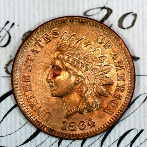 * 1864-L * SUPERB+ GEM BU MS INDIAN HEAD PENNY * FROM ORIGINAL COLLECTION