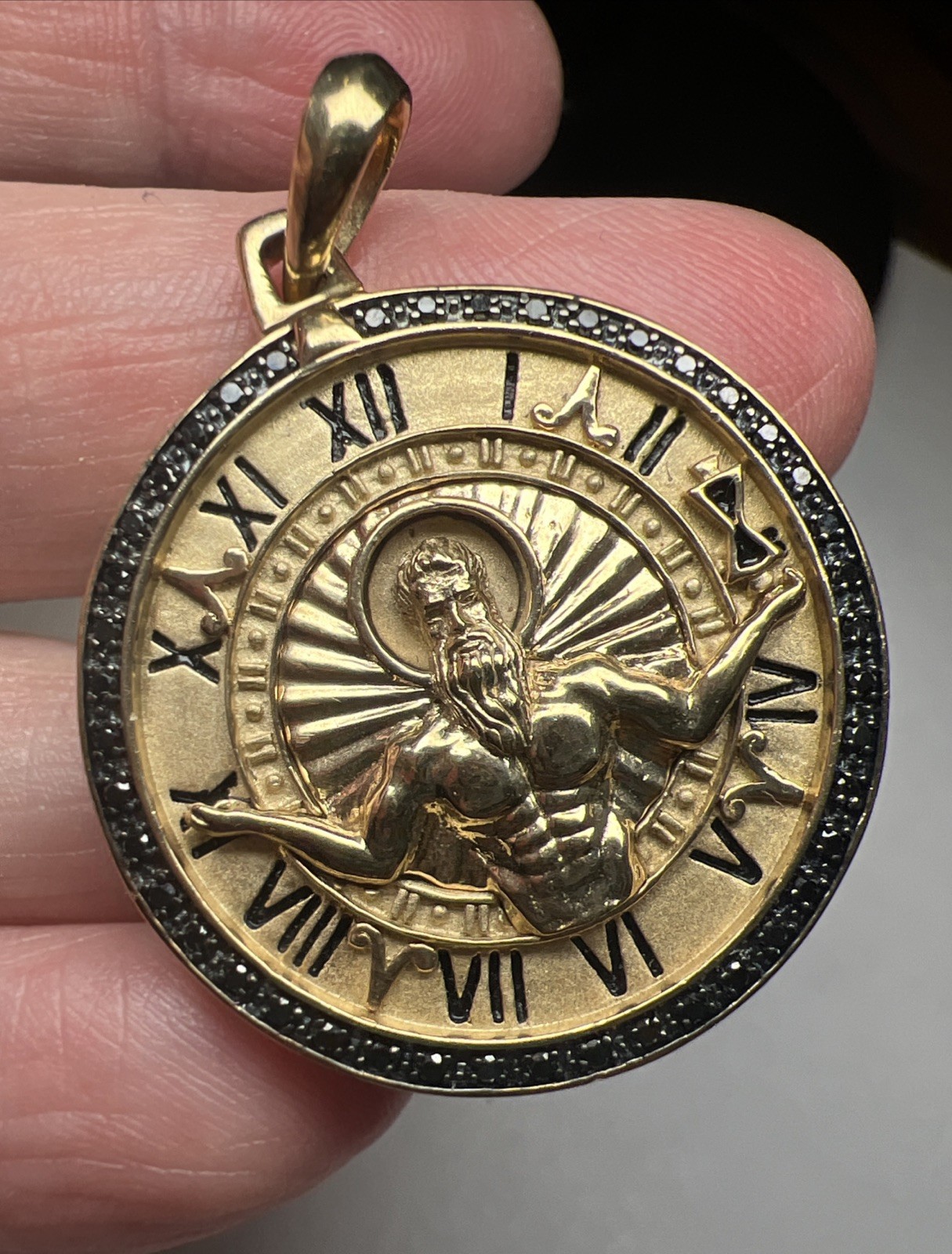 Bulova Jewelry Men's Chronos; God of Time 14K Gold Plated S925 Pendant