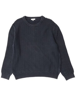 Reiss Herren Rundhals Pullover Sweater 2XL Navy Blau Geometrisch Baumwolle BX03