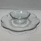 Vintage Anchor Hocking Savannah Clear Chip And Dip Bowl & Plate Set