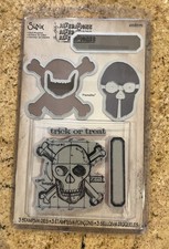 Sizzix Tim Holtz SKULL BLUEPRINT Stamp Die RARE HALLOWEEN Set Spooky Crossbones