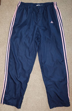 Adidas Pink Blue  Pink Running Jogging Track Pants Zip Legs Women's Size L