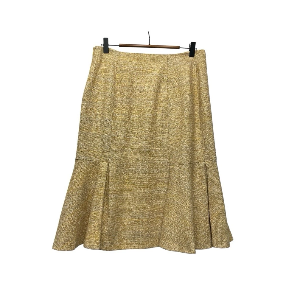 Falda Lápiz Carolina Herrera Tweed Mezcla Lana Alpaca Flutter Talla 12 Completamente Forrada