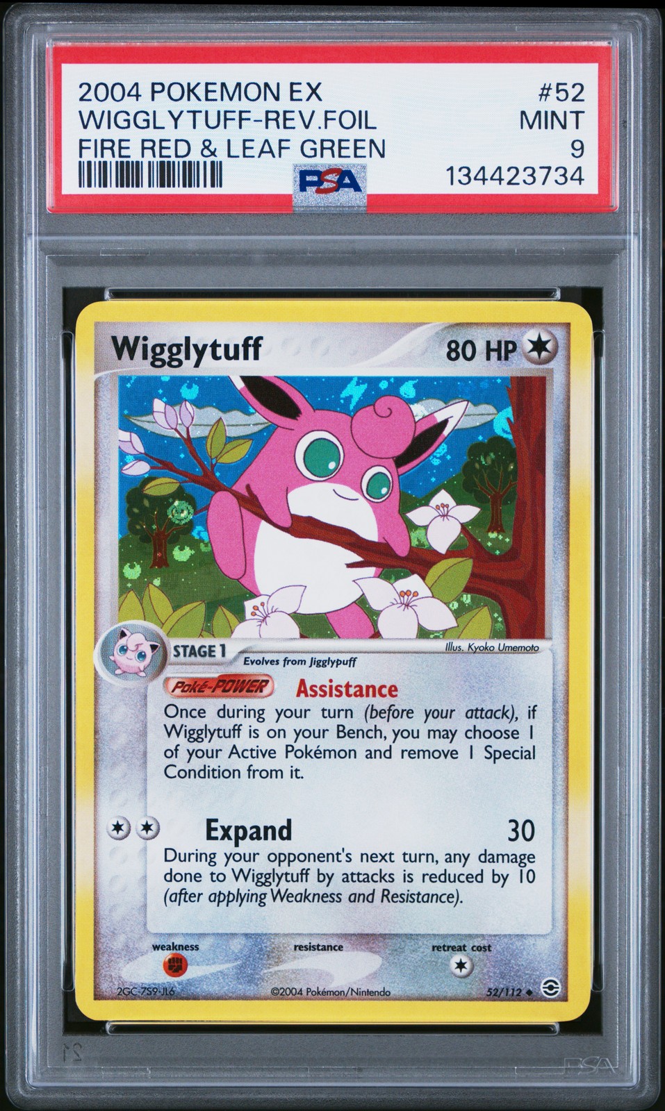 2004 Pokemon Ex Fire Red & Leaf Green #52 Wigglytuff-Rev.Foil PSA 9