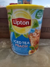Box Of 4 Iced Tea Mix, Peach Sweetened Iced Tea, Makes 10 Quarts Each Can 
