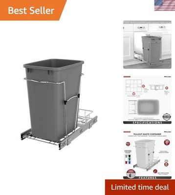 Pullout Trash Can for Kitchen Cabinets 35 Qt Waste Recycling Bin Modern