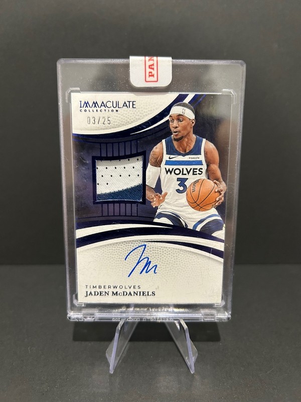 2024-25 Panini Immaculate Basketball Patch Auto Number Match Jaden McDaniels /25