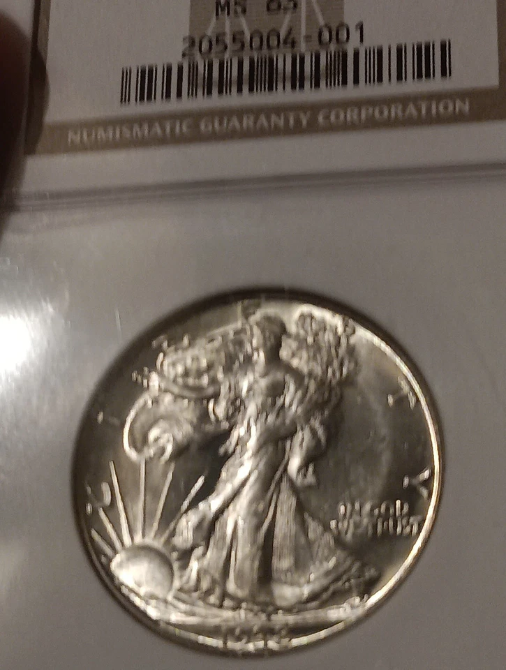 👉1938-D Walking Liberty Half ~NGC MS63 *DATA CHAVE * - Imagem 2 de 3